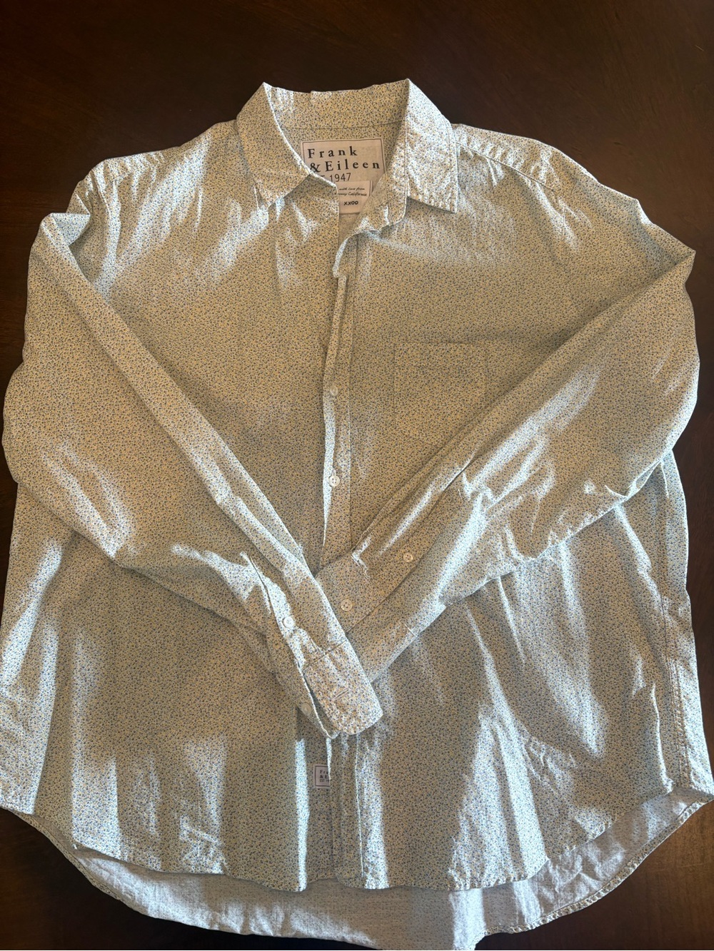 Frank & Eileen Pale Blue Microdot Long-Sleeve Button Shirt
